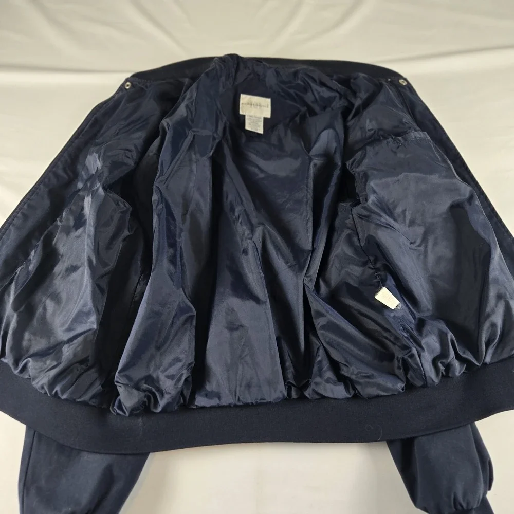 Knightsbridge Vintage Bomber Jacket Mens Large Navy Zip Snap Cotton